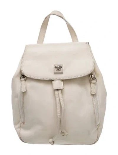 Pre-owned Versace Leather Backpack In Neutrals