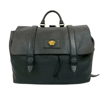 Pre-owned Versace Leather Backpack () In Black