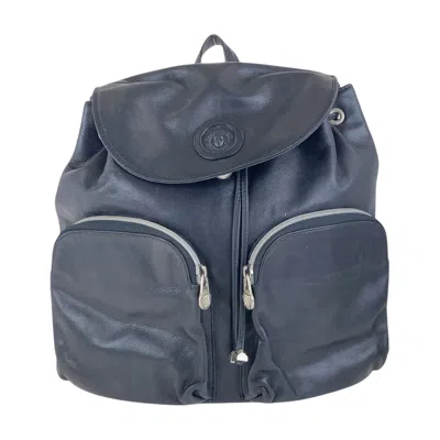 Pre-owned Versace Leather Backpack () In Black
