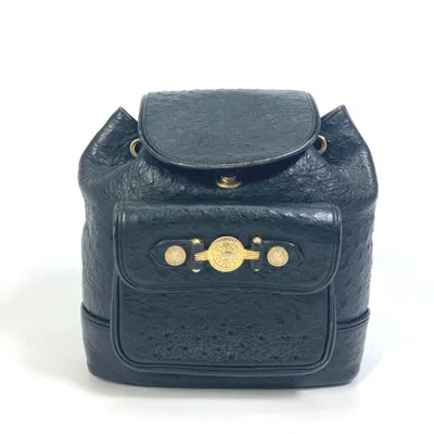 Pre-owned Versace Leather Backpack () In Black