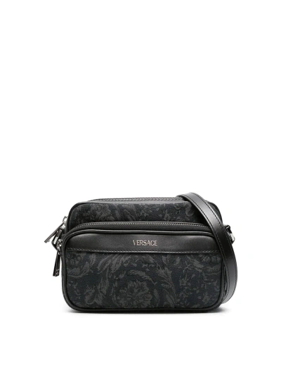 Versace Leather Bag In Black