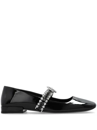 Versace Square-toed Ballet Shoes In Black