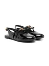 Versace Leather Ballerinas In Black