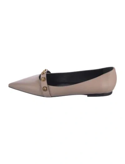 Pre-owned Versace Leather Ballet Flats In Pink