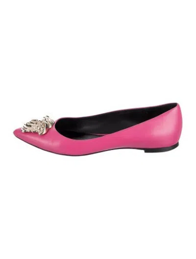 Pre-owned Versace Leather Ballet Flats In Pink