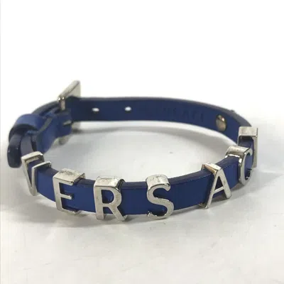 Pre-owned Versace Leather Bangle () In Blue