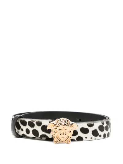 Versace Leather Belt In ホワイト