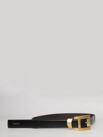Versace Leather Belt 4 Cm In Black