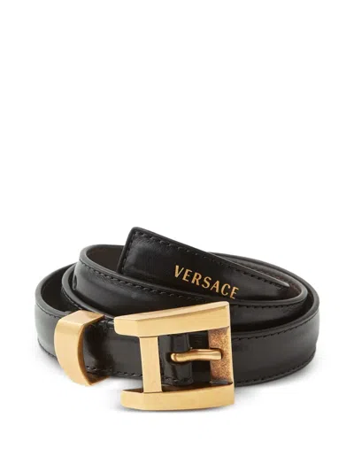 Versace Leather Belt 2 Cm In Black