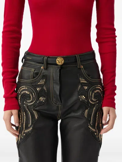 Versace Leather Belt 2 Cm In Black
