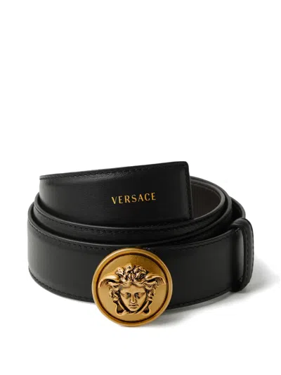 Versace Leather Belt 3.5 Cm In Black