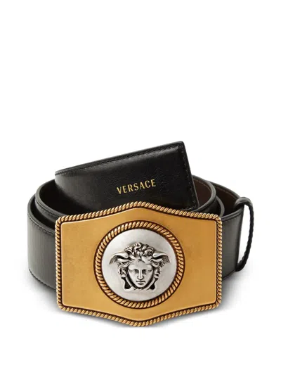 Versace Ceinture En Cuir 4 Cm In Black