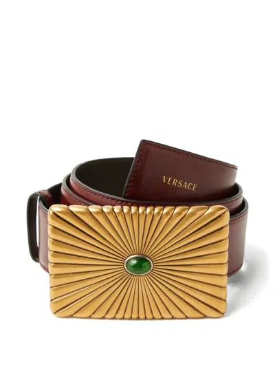 Versace Leather Belt 4 Cm In Brown