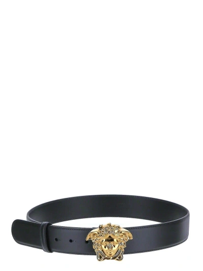 Versace Leather Belt In Blue