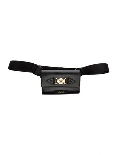 Pre-owned Versace Leather Belt Bag In Black