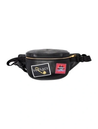Pre-owned Versace Leather Belt Bag In Black