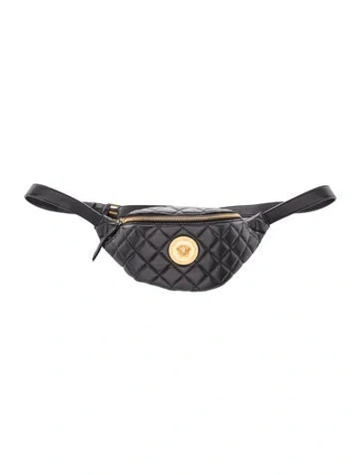Pre-owned Versace Leather Belt Bag In Black