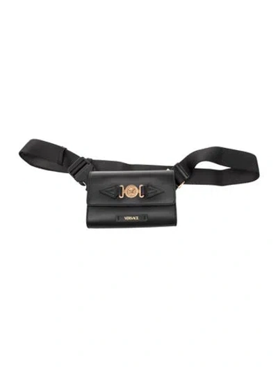 Pre-owned Versace Leather Belt Bag W/ Tags In Black