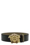 Versace La Medusa Leather Belt Man Belt Black Size 39.5 Calfskin In Black