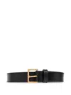 Versace Metal Logo Lettering Leather Belt In Black