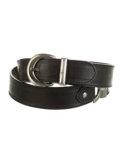 Pre-owned Versace Leather Belt In Black