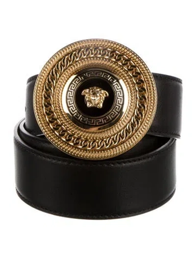 Pre-owned Versace Leather Belt In Black