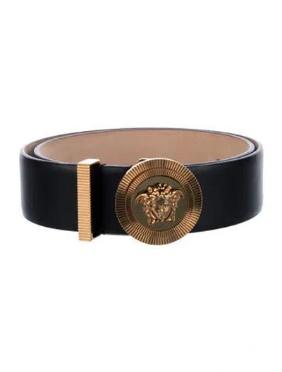 Pre-owned Versace Leather Belt In Black
