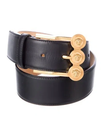 Pre-owned Versace Leather Belt In Black