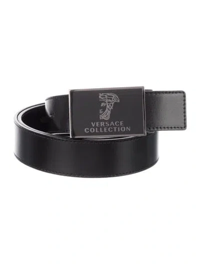 Pre-owned Versace Leather Belt In Black