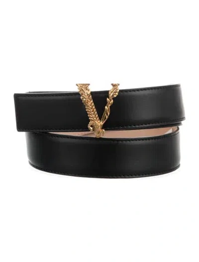 Pre-owned Versace Leather Belt In Black