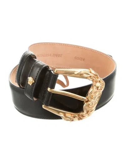 Pre-owned Versace Leather Belt In Black
