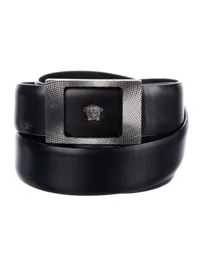 Pre-owned Versace Leather Belt In Black