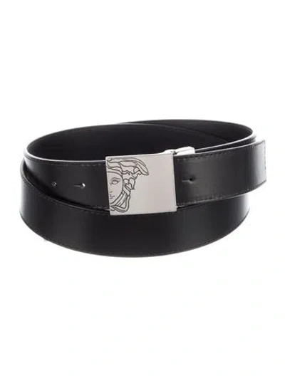 Pre-owned Versace Leather Belt In Black