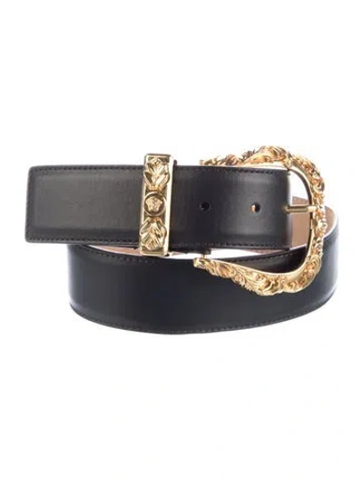 Pre-owned Versace Leather Belt In Black