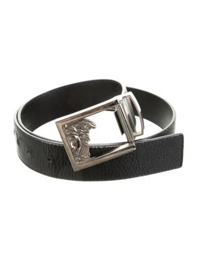 Pre-owned Versace Leather Belt In Black
