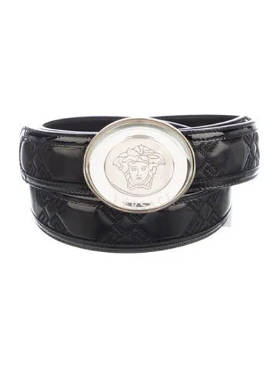 Pre-owned Versace Leather Belt In Black