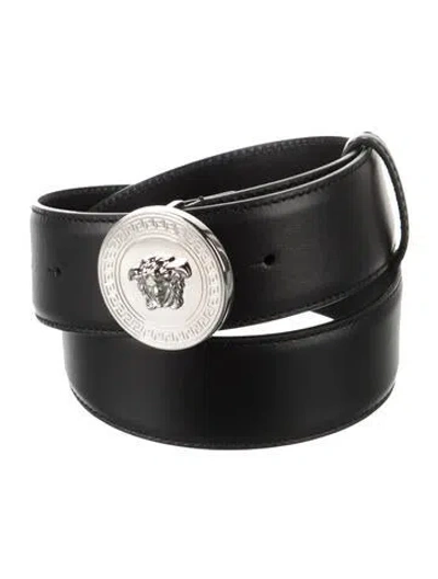 Pre-owned Versace Leather Belt In Black