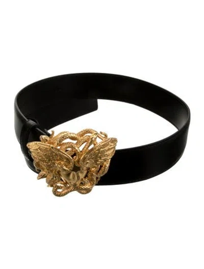 Pre-owned Versace Leather Belt In Black