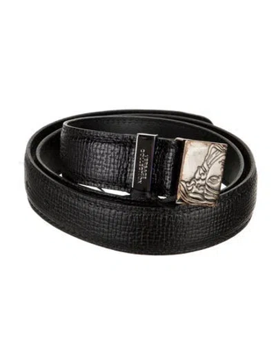 Pre-owned Versace Leather Belt In Black