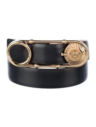 Pre-owned Versace Leather Belt In Black