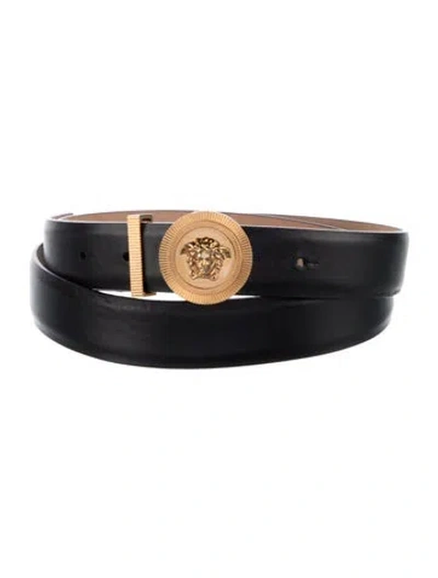 Pre-owned Versace Leather Belt In Black