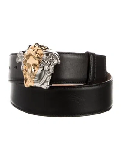 Pre-owned Versace Leather Belt In Black