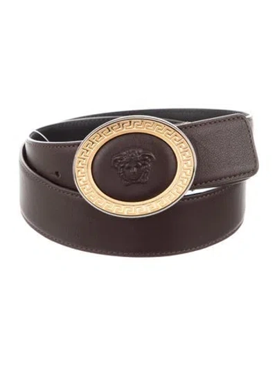 Pre-owned Versace Leather Belt In Black