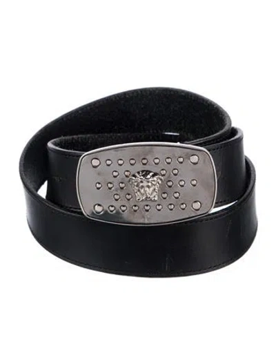 Pre-owned Versace Leather Belt In Black