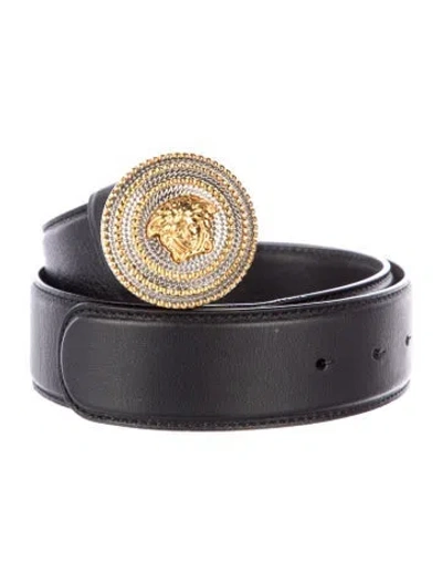 Pre-owned Versace Leather Belt In Black