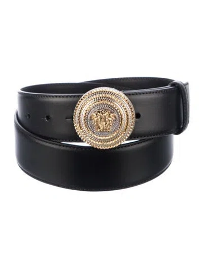 Pre-owned Versace Leather Belt In Black