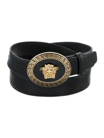 Pre-owned Versace Leather Belt In Black