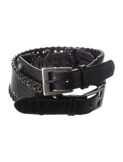 Pre-owned Versace Leather Belt In Black