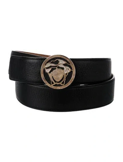 Pre-owned Versace Leather Belt In Black/brown