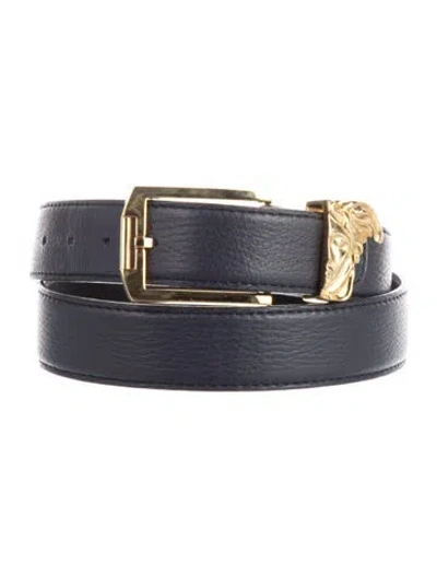 Pre-owned Versace Leather Belt In Blue